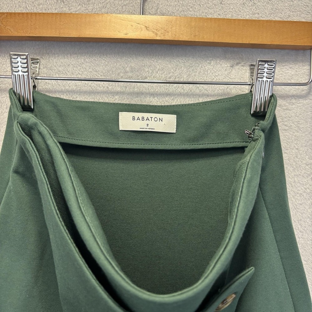 Babaton Aritzia Asymmetrical Button Front Midi Skirt Womens 2 Green Pencil - Picture 5 of 10
